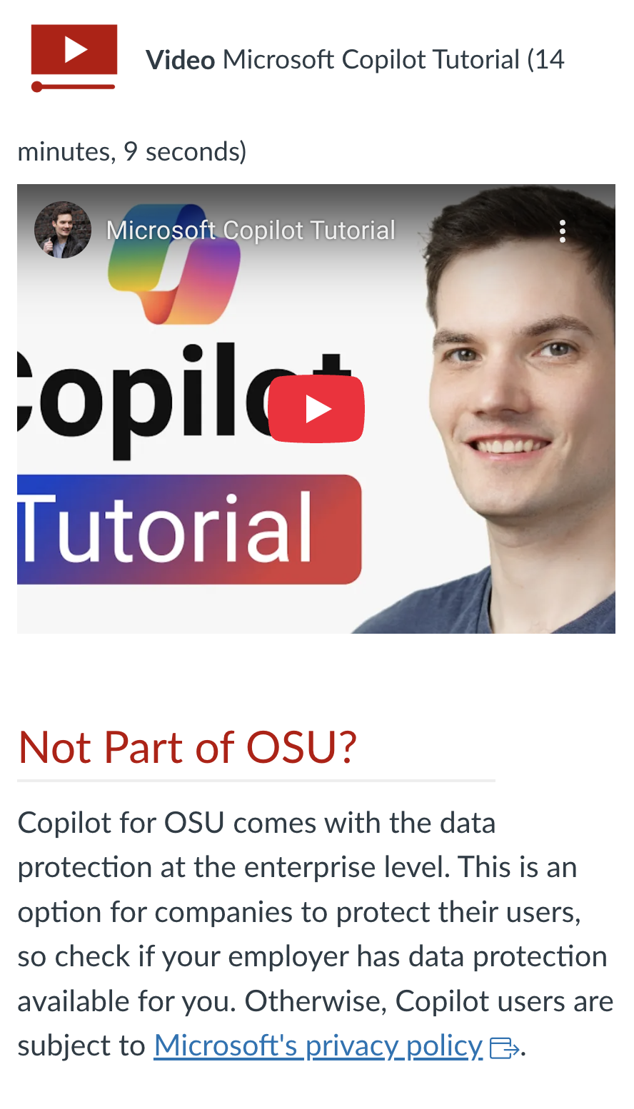 Copilot tutorial provided as a bonus resource for students.